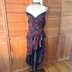 Vintage Lip Service Goth Punk Y2K Pawn Shop Princess Black & Red Chiffon Dress S